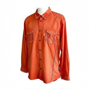 Roar Signature Duece Embroidered Spanish Orange Long Sleeve Shirt Size XL